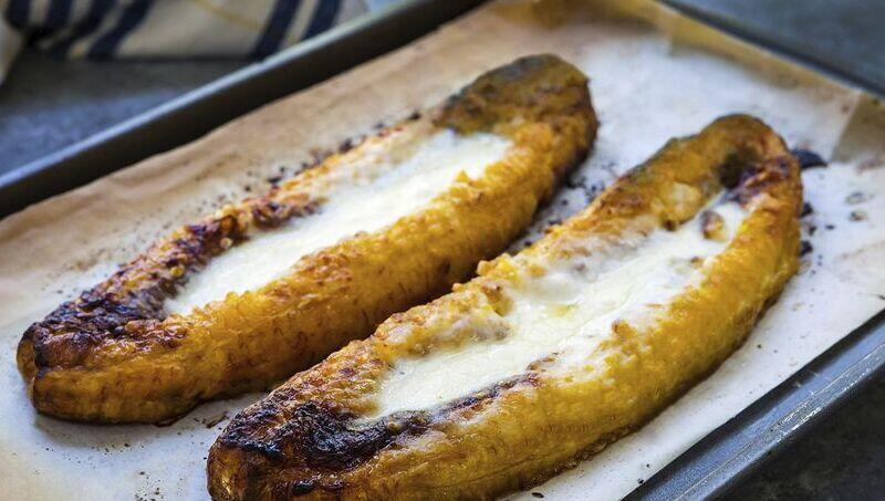Sweet Plantains with Cheese and Salad